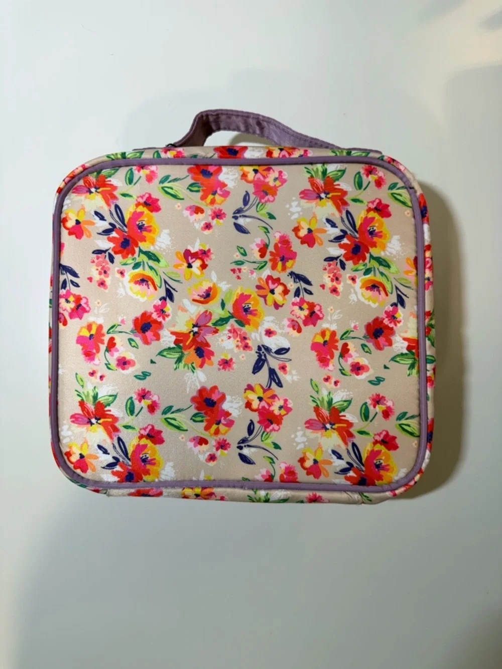 Jones New York Floral Cosmetic Bag w/ Travel Bottle and Brush Dividers
